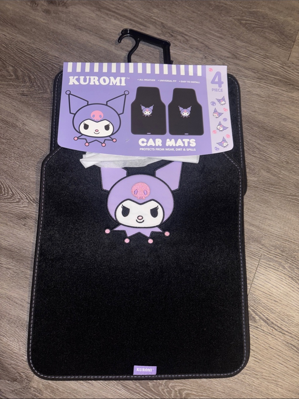 Kuromi Black and Purple Car Floor Mats - 4 Piece Set